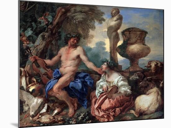 Pastoral Scene. Faun and Shepherdess, 1650S-Giovanni Benedetto Castiglione-Mounted Giclee Print