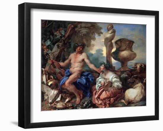 Pastoral Scene. Faun and Shepherdess, 1650S-Giovanni Benedetto Castiglione-Framed Giclee Print