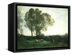 Pastoral Scene-Jean-Baptiste-Camille Corot-Framed Stretched Canvas
