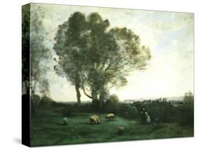 Pastoral Scene-Jean-Baptiste-Camille Corot-Stretched Canvas