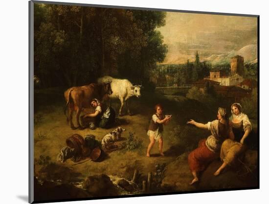 Pastorale, Landscape with Milkmaid and Cows, C. 1750-60, Detail-Francesco Zuccarelli-Mounted Giclee Print