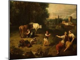 Pastorale, Landscape with Milkmaid and Cows, C. 1750-60, Detail-Francesco Zuccarelli-Mounted Giclee Print