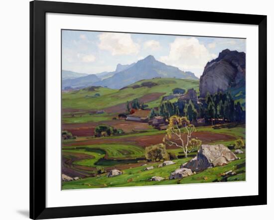 Pasture and Tilled Fields-William Wendt-Framed Art Print