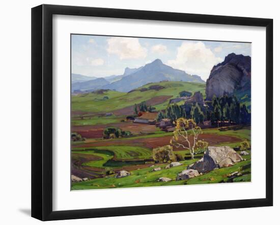 Pasture and Tilled Fields-William Wendt-Framed Art Print