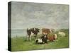 Pasture at the Seaside, C.1880-85-Eug?ne Boudin-Stretched Canvas