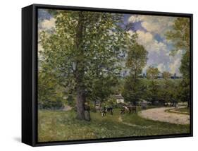Pasture Ground with Cows Near Louveciennes, 1874-Alfred Sisley-Framed Stretched Canvas