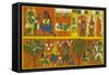 Patachitra Depicting the Hindu Monkey God Hanuman in a Scene from the Ramayana Epic-null-Framed Stretched Canvas