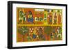 Patachitra Depicting the Hindu Monkey God Hanuman in a Scene from the Ramayana Epic-null-Framed Giclee Print