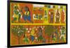 Patachitra Depicting the Hindu Monkey God Hanuman in a Scene from the Ramayana Epic-null-Framed Giclee Print