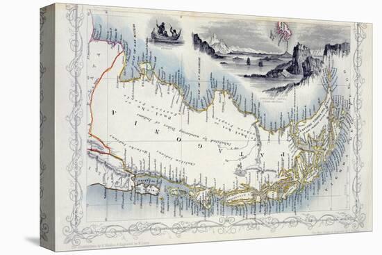 Patagonia, from a Series of World Maps Published by John Tallis & Co., New York & London, 1850s-John Rapkin-Stretched Canvas