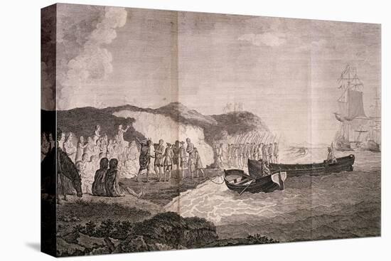 Patagonians Welcoming Commander Byron, Engraving by Robert De Launay, from Cook Atlas, 1784-null-Stretched Canvas