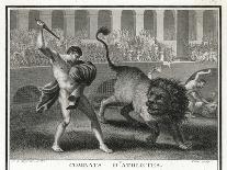 Ancient Rome Gladiators Fighting Lions in an Arena-Patas-Mounted Art Print