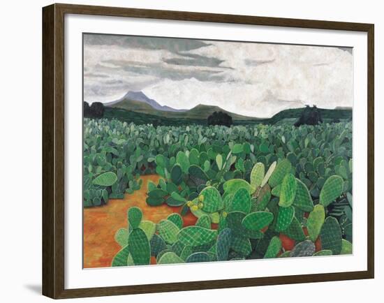 Patch of Prickly Pears on the Way to Tulancingo (Cloudy Sky) 2004-Pedro Diego Alvarado-Framed Giclee Print