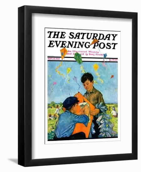 "Patching a Kite," Saturday Evening Post Cover, September 15, 1928-Eugene Iverd-Framed Giclee Print