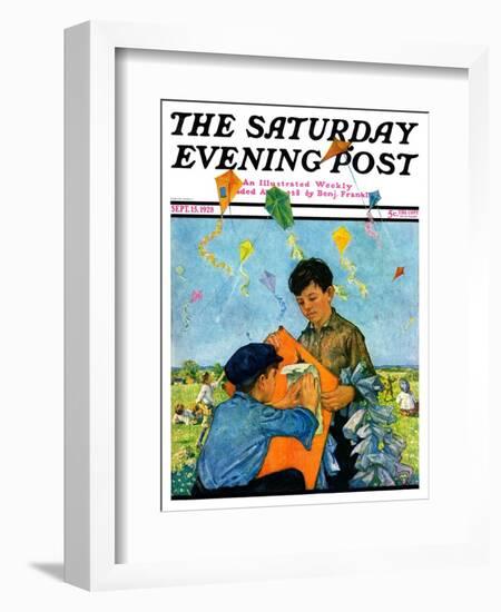 "Patching a Kite," Saturday Evening Post Cover, September 15, 1928-Eugene Iverd-Framed Giclee Print