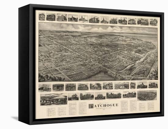 Patchogue, New York - Panoramic Map-Lantern Press-Framed Stretched Canvas