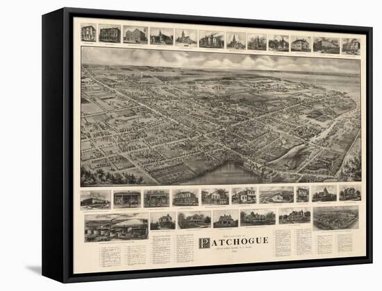 Patchogue, New York - Panoramic Map-Lantern Press-Framed Stretched Canvas