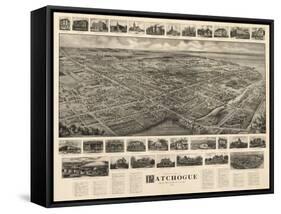 Patchogue, New York - Panoramic Map-Lantern Press-Framed Stretched Canvas