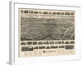 Patchogue, New York - Panoramic Map-Lantern Press-Framed Art Print