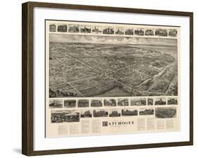 Patchogue, New York - Panoramic Map-Lantern Press-Framed Art Print