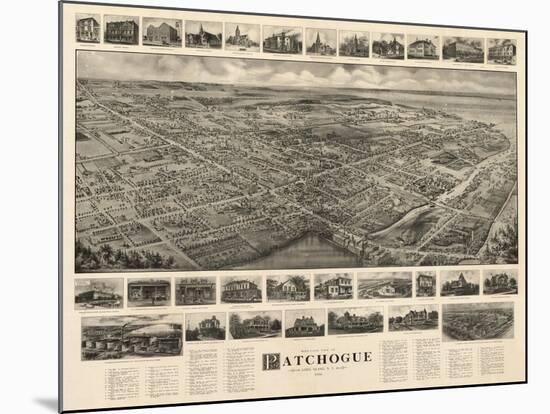 Patchogue, New York - Panoramic Map-Lantern Press-Mounted Art Print