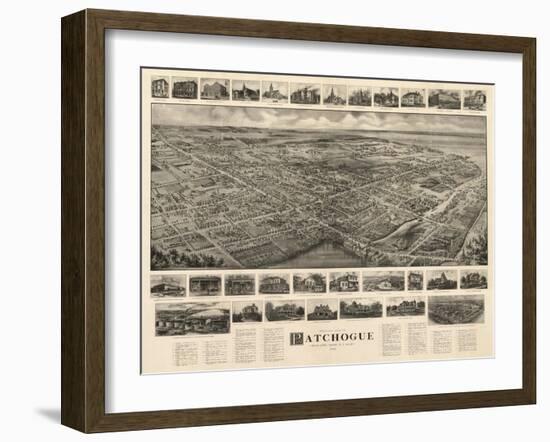 Patchogue, New York - Panoramic Map-Lantern Press-Framed Art Print