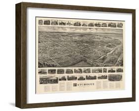 Patchogue, New York - Panoramic Map-Lantern Press-Framed Art Print