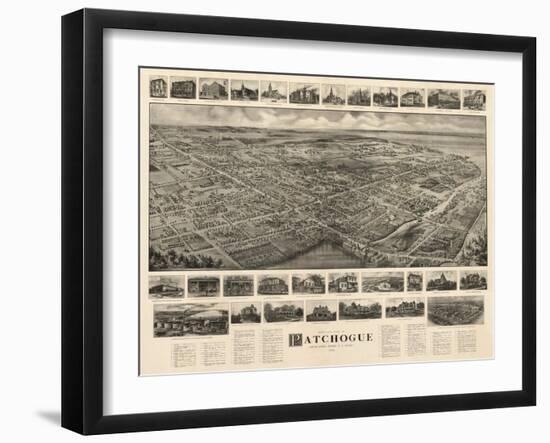 Patchogue, New York - Panoramic Map-Lantern Press-Framed Art Print