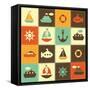 Patchwork Background with Sea Transport-Ann Precious-Framed Stretched Canvas