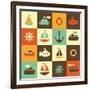 Patchwork Background with Sea Transport-Ann Precious-Framed Art Print