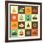 Patchwork Background with Sea Transport-Ann Precious-Framed Art Print