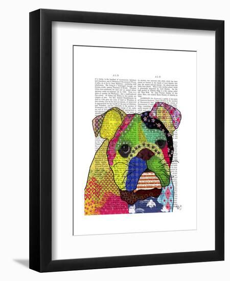 Patchwork Bulldog-Fab Funky-Framed Art Print