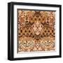 Patchwork Ethnic Bohemian Arabesque Pattern Print. Seamless Zigzag Geometric Ornament Abstract Back-Cosveta-Framed Art Print