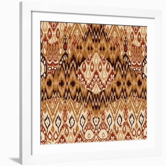 Patchwork Ethnic Bohemian Arabesque Pattern Print. Seamless Zigzag Geometric Ornament Abstract Back-Cosveta-Framed Art Print