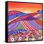 Patchwork Fields in Scotland-Caroline Duncan-Framed Stretched Canvas