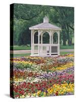 Patchwork of Pansies and Gazebo, Columbus, Ohio, USA-Adam Jones-Stretched Canvas