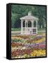 Patchwork of Pansies and Gazebo, Columbus, Ohio, USA-Adam Jones-Framed Stretched Canvas