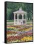 Patchwork of Pansies and Gazebo, Columbus, Ohio, USA-Adam Jones-Framed Stretched Canvas