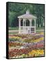 Patchwork of Pansies and Gazebo, Columbus, Ohio, USA-Adam Jones-Framed Stretched Canvas