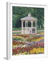 Patchwork of Pansies and Gazebo, Columbus, Ohio, USA-Adam Jones-Framed Premium Photographic Print