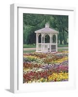 Patchwork of Pansies and Gazebo, Columbus, Ohio, USA-Adam Jones-Framed Photographic Print