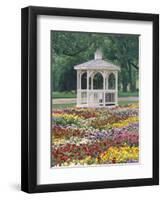 Patchwork of Pansies and Gazebo, Columbus, Ohio, USA-Adam Jones-Framed Photographic Print