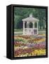 Patchwork of Pansies and Gazebo, Columbus, Ohio, USA-Adam Jones-Framed Stretched Canvas