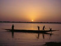Children on Local Pirogue or Canoe on the Bani River at Sunset at Sofara, Mali, Africa-Pate Jenny-Photographic Print