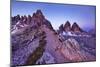 Paternkofel and Tre Cime Di Lavaredo Mountains at Dawn, Sexten Dolomites, South Tyrol, Italy-Frank Krahmer-Mounted Photographic Print