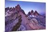 Paternkofel and Tre Cime Di Lavaredo Mountains at Dawn, Sexten Dolomites, South Tyrol, Italy-Frank Krahmer-Mounted Photographic Print