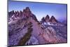 Paternkofel and Tre Cime Di Lavaredo Mountains at Dawn, Sexten Dolomites, South Tyrol, Italy-Frank Krahmer-Mounted Photographic Print