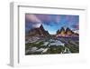 Paternkofel (Left) and Tre Cime Di Lavaredo Mountains at Sunset, Sexten Dolomites, Tyrol, Italy-Frank Krahmer-Framed Photographic Print