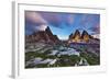 Paternkofel (Left) and Tre Cime Di Lavaredo Mountains at Sunset, Sexten Dolomites, Tyrol, Italy-Frank Krahmer-Framed Photographic Print