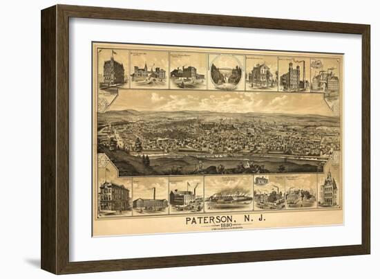 Paterson, New Jersey - Panoramic Map-Lantern Press-Framed Art Print